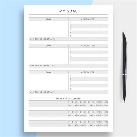 My Goal And Action Steps Printable Template Soal Setting Etsy