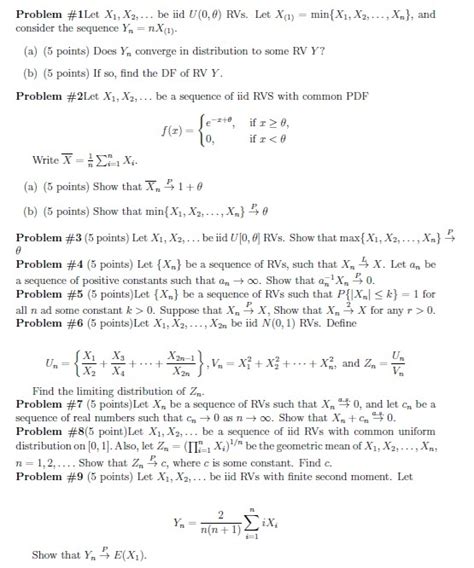 Solved Problem 1Let x1 x2 dots be iid U 0 θ RVs Let Chegg