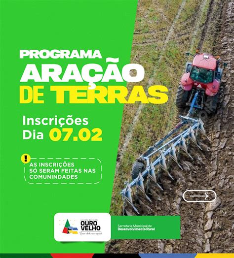 Prefeitura de Ouro Velho abre inscrição para aração de terra Confira o