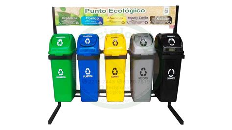 Punto EcolÓgico De 5 Basureros 53 Litros Cod319 Basureros Para Reciclaje Y Puntos Ecológicos