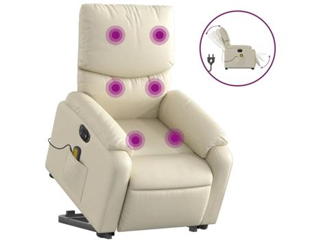 Vidaxl Fauteuil Inclinable De Massage Lectrique Cr Me Similicuir