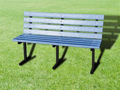 Grove Steel Frame Recycled Plastic Composite Rectangle Bench Blue