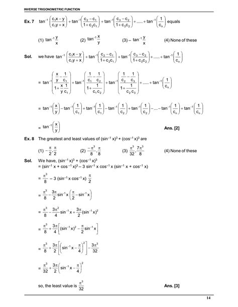 Inverse Trigonometric Function Notes For Class 12 And Iit Jee