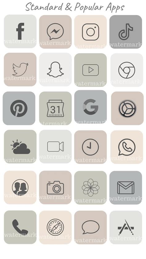 Minimalist IPhone App Aesthetic Icons Ios 14 Update Icons Etsy