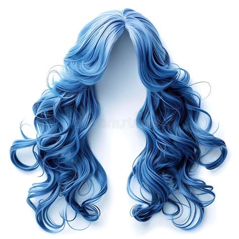 Long Blue Curly Hair Wig Unusual Style Isolated On White Stock Illustration Illustration Of