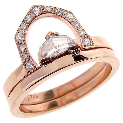 18k Rose Gold Natural Diamond Cadillac Engagement Ring Set For Sale At