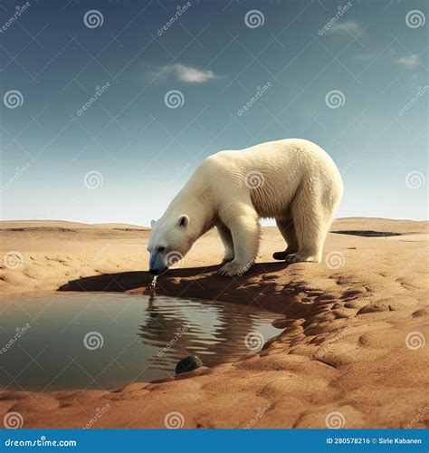 Polar Bear In The Desert Instead Of The Arctic Concept Of Climate