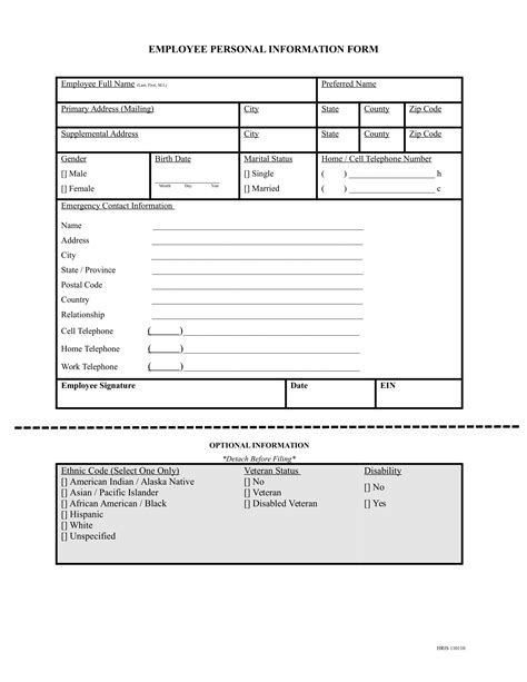 Printable Basic Personal Information Form Templates Fillable Images