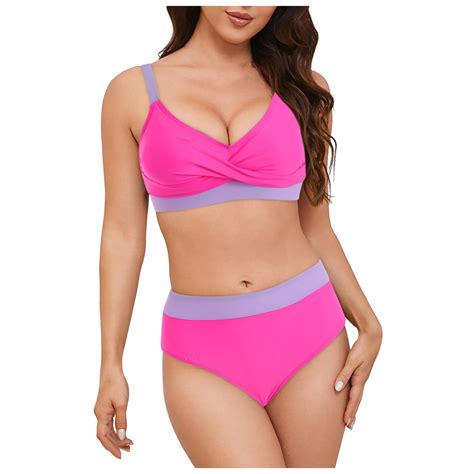 Cathalem Women S Bikini Sets Two Piece Swimsuit High Waisted V Neck Twist Front Adjustable
