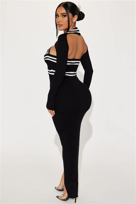 Ella Sweater Midi Dress Black White Fashion Nova Dresses Fashion