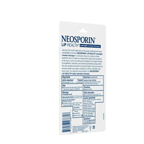 Neosporin Lip Health Overnight Renewal Therapy 027 Oz For Chapped Lip