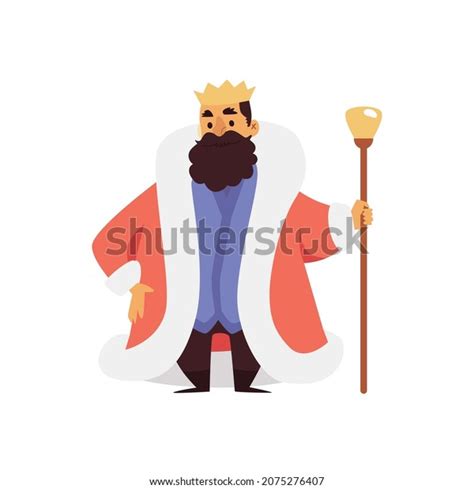 Medieval King Cartoon Character Mantle Crown Stock Vector Royalty Free