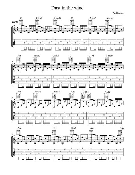 Dust in the wind_guitar Sheet music for Guitar | Download free in PDF ...