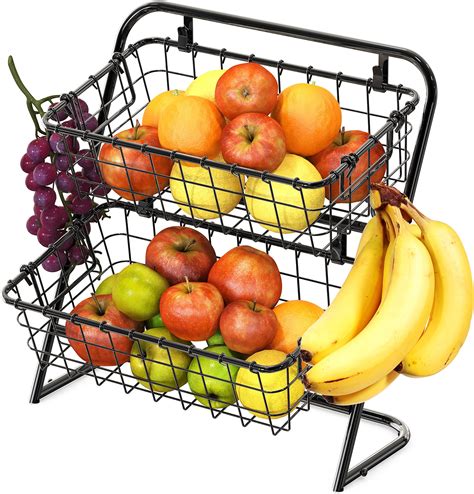 GTAGGEE Panier de rangement à fruits à 2 niveaux pour comptoir de