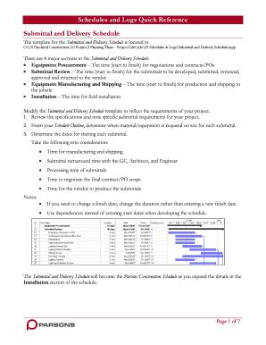 Fillable Online Schedules And Logs Quick Reference Fax Email Print