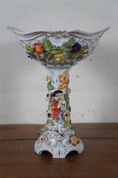 Antique Carl Thieme German Dresden Footed Reticulated Baroque Compote 11 For Sale At 1stdibs