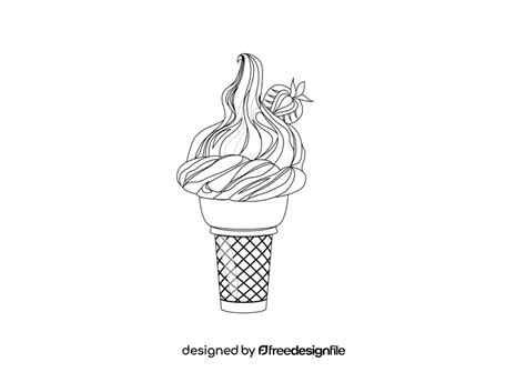 Soft Serve Ice Cream Cone Black And White Clipart Free Download