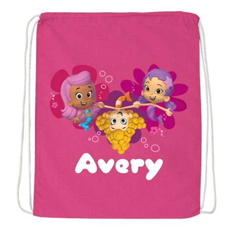 Personalized Bubble Guppies Guppy Girls Hot Pink Drawstring Bag