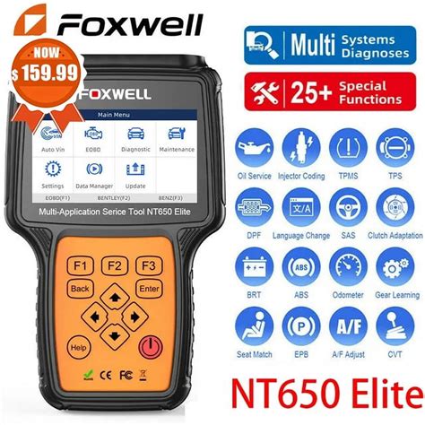 Foxwell Nt Elite Car Obd Scanner Abs Srs Engine Code Reader Abs