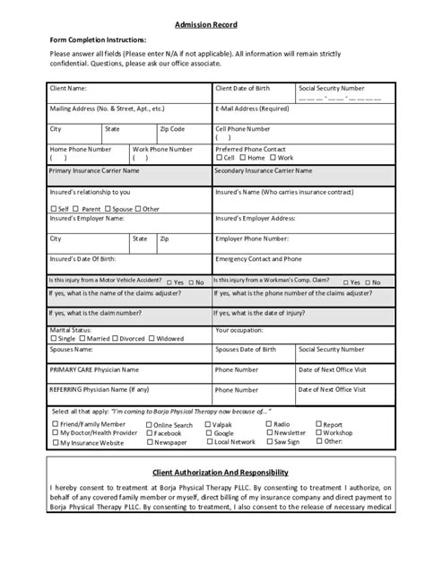 Fillable Online Admission Record Fax Email Print Pdffiller