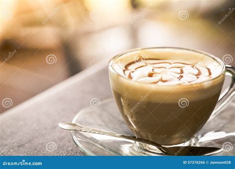Hot Latte Art Coffee Filtered Image Processed Vintage Stock Photo