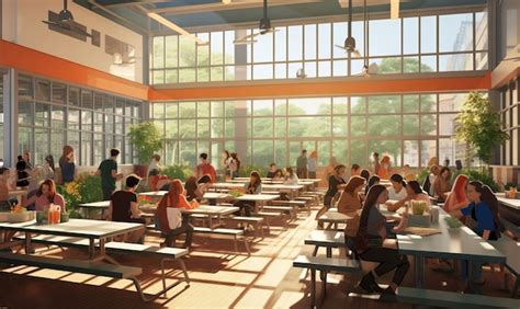 Premium AI Image | school cafeteria filled with students enjoying ...