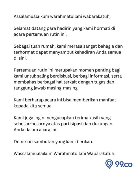 Contoh Kata Sambutan Tuan Rumah Singkat