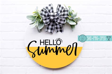 Hello Summer Round Sign Svg Round Sign For Door Download Etsy