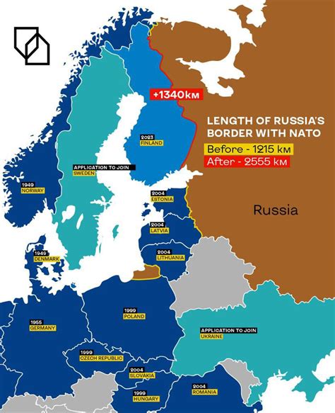 Map Of Russias New Border With Nato Now That Finland Is In Nato R