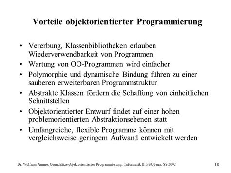 Grunds Tze Objektorientierter Programmierung Dr Wolfram Amme