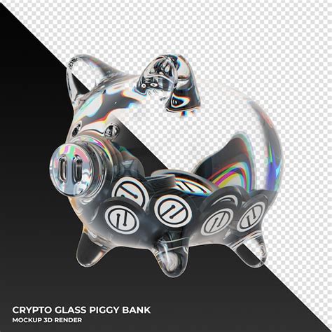 Premium Psd Mobilecoin Mob Glass Piggy Bank With Crypto Coins D