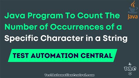 Java Program To Count The Number Of Occurrences Of A Specific Character