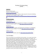 Psyc Fall Syllabus Final Pdf Psychology Social