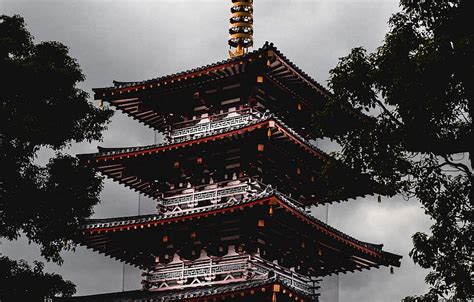 City Japan Osaka Architecture Building Oriental Temple Pagoda