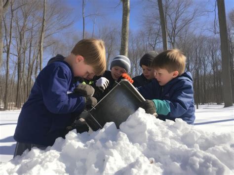 Premium AI Image | Kids building a snowman in winter day