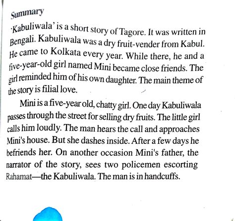 Summary 1 - Summary Ka abuliwala is a short story of Tagore. It was ...