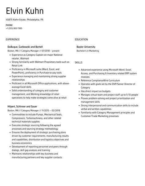 Category Manager Resume Samples Velvet Jobs