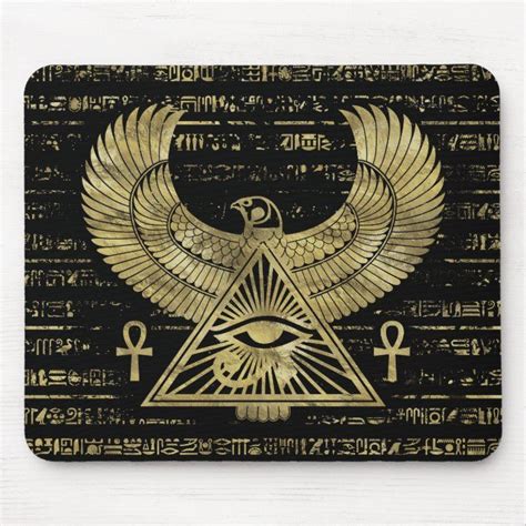 Egyptian Eye Of Horus Wadjet Gold And Black Mouse Pad Zazzle