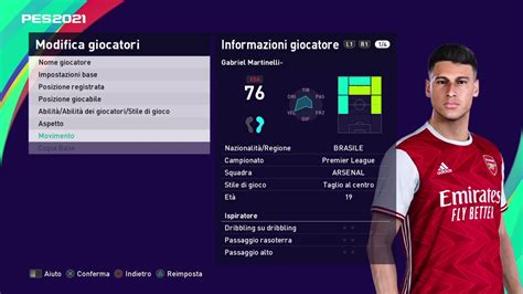 EFootball PES 2021 Edit Martinelli Arsenal YouTube