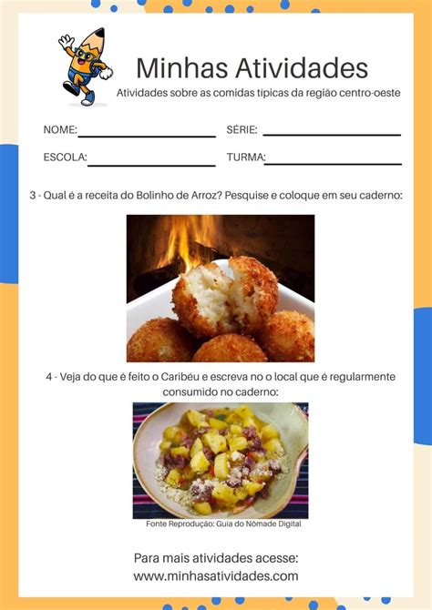 Atividades Sobre As Comidas T Picas Da Regi O Centro Oeste