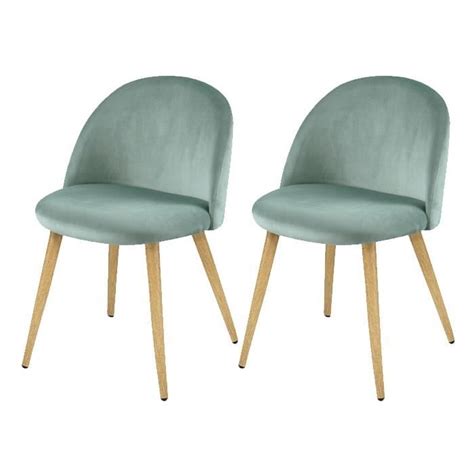 Chaise Cozy En Velours Vert D Eau Lot De 2 Cdiscount Maison