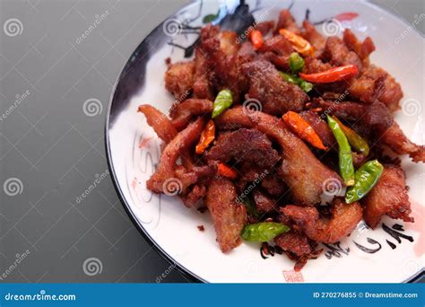 Deep Fried Sun Dried Pork Moo Dad Deaw Thai Food Stock Image