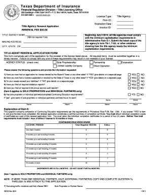 Fillable Online Tdi Texas Title Agent Renewal Application Form Texas