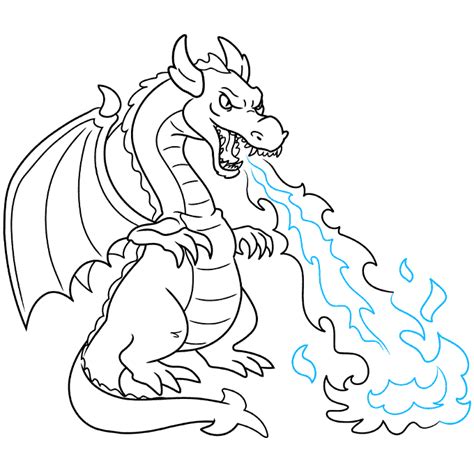 How to Draw a Fire Breathing Dragon - Really Easy Drawing Tutorial