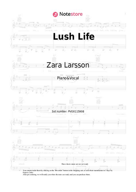 Lush Life Piano Sheet Music And Voice Zara Larsson In Note Store