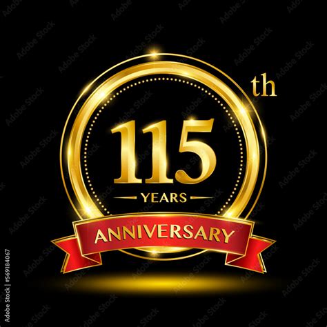 115th Anniversary Logo With Emblem Shape Logo Design With Gold Ring