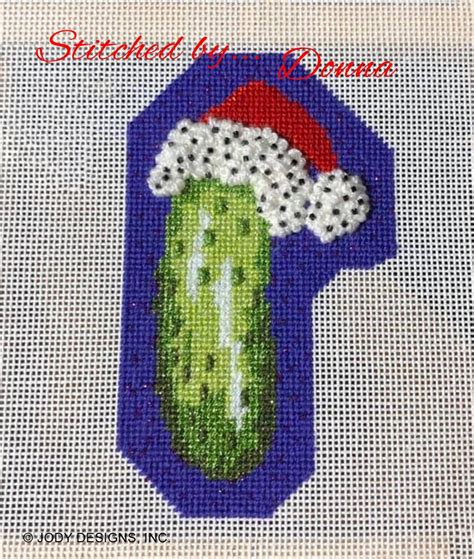 Santa Pickle Needlepoint Hand Painted Ornament Christmas T Etsy