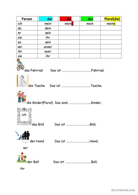 114 Possessivpronomen Deutsch DAF Arbeitsblätter pdf doc