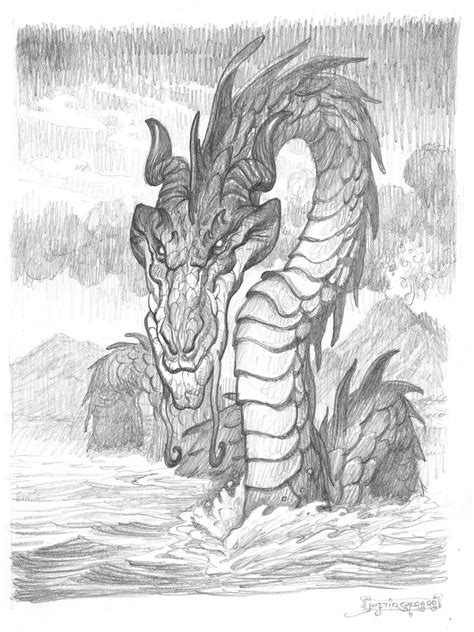 Realistic Dragon Sketches In Pencil