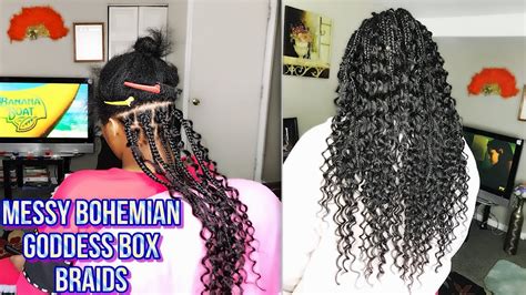 How To Bohemian Goddess Box Braids Curly Ends Youtube